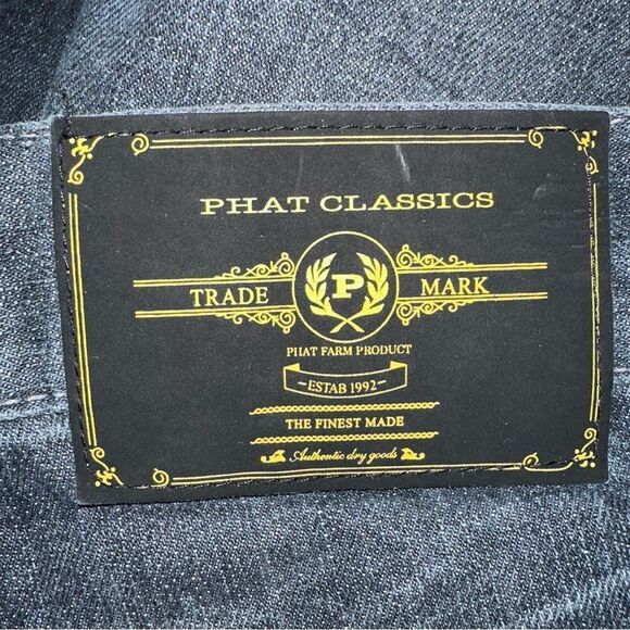 Phat Farm Jeans Men 42x32 Black Vintage Embroidered Classic Hip Hop Skater Biker - Picture 6 of 13